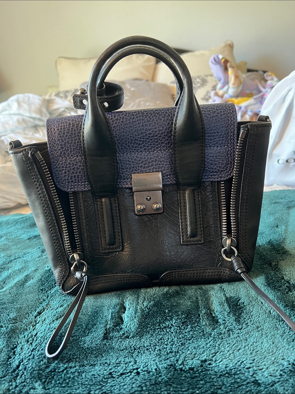 3.1 Philip Lim Pashli Mini Satchel - Black Blue Flap